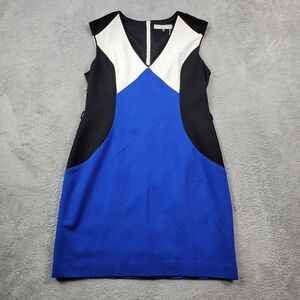 Trina Turk Shift Dress Womens‎ 14 Blue Black Colorblock Sleevesless Line